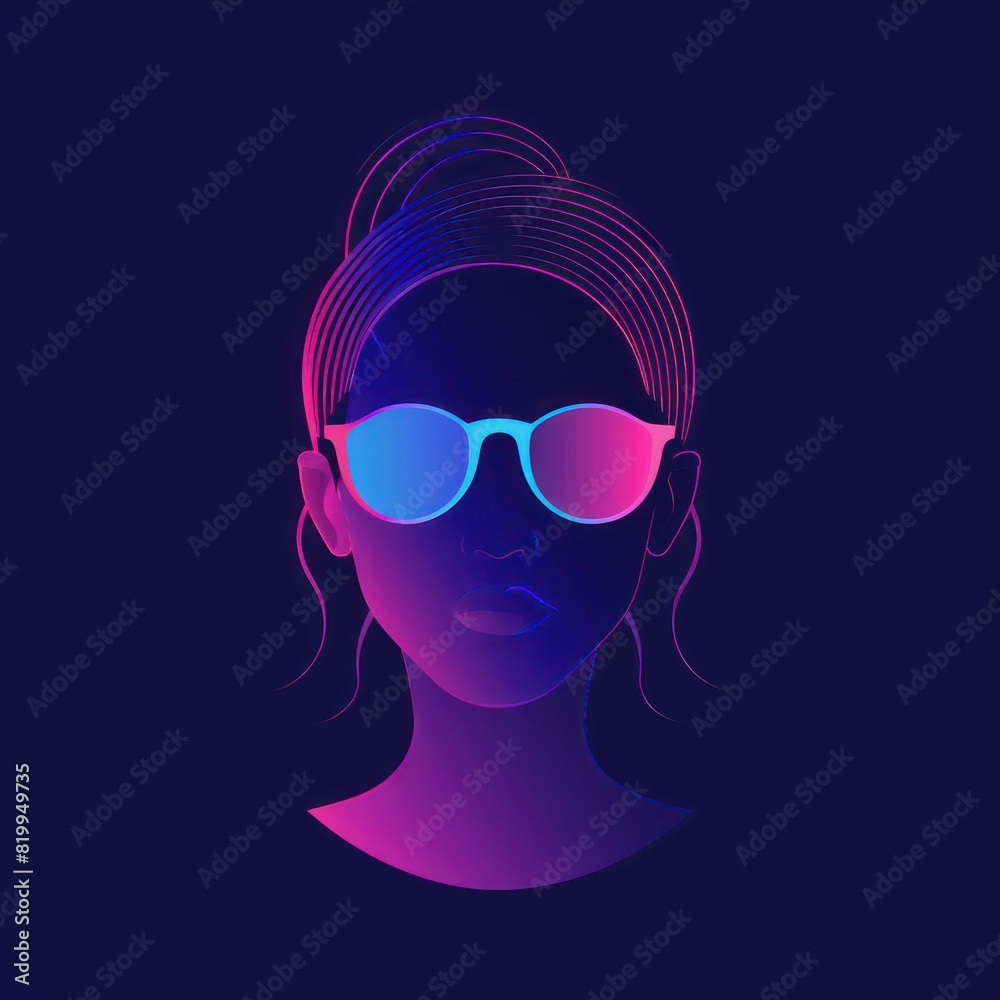 icon of an avatar with gradient vivid colors on a dark background 
