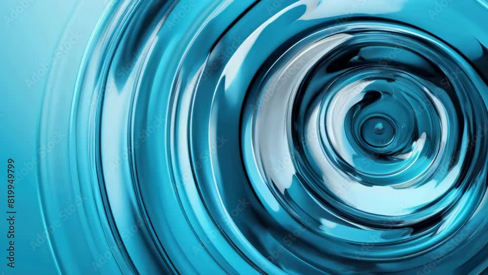 A blue wave with a shiny surface. The water is calm and peaceful. Concept of tranquility and serenity