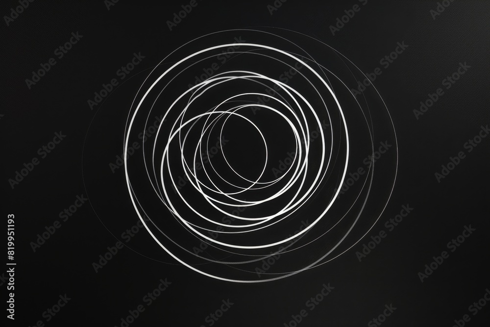 Black and white photo of a circular object, white line drawing Black and white photo of a circular object, white line drawing