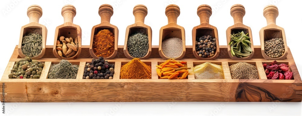 spice assortment isolated on white background 
