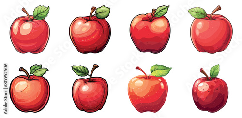 Cartoon apple icon set. Apple icon collection - stock vector.