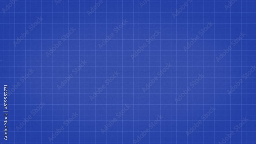 Blueprint background animation. Blue grid with grain texture. Blueprint concept for engineering, industrial, business, technical drawing, architect.