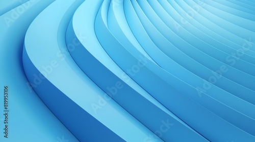3D blue geometric abstract pattern background with soft curved paper lines.