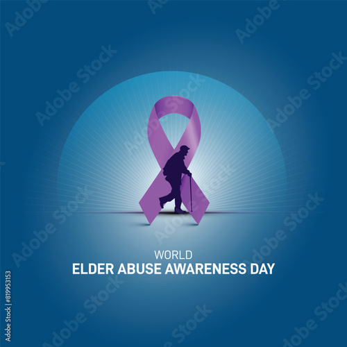 world elder abuse awareness day creative concept banner, poster, social media post, background, template design vector illustration.  photo