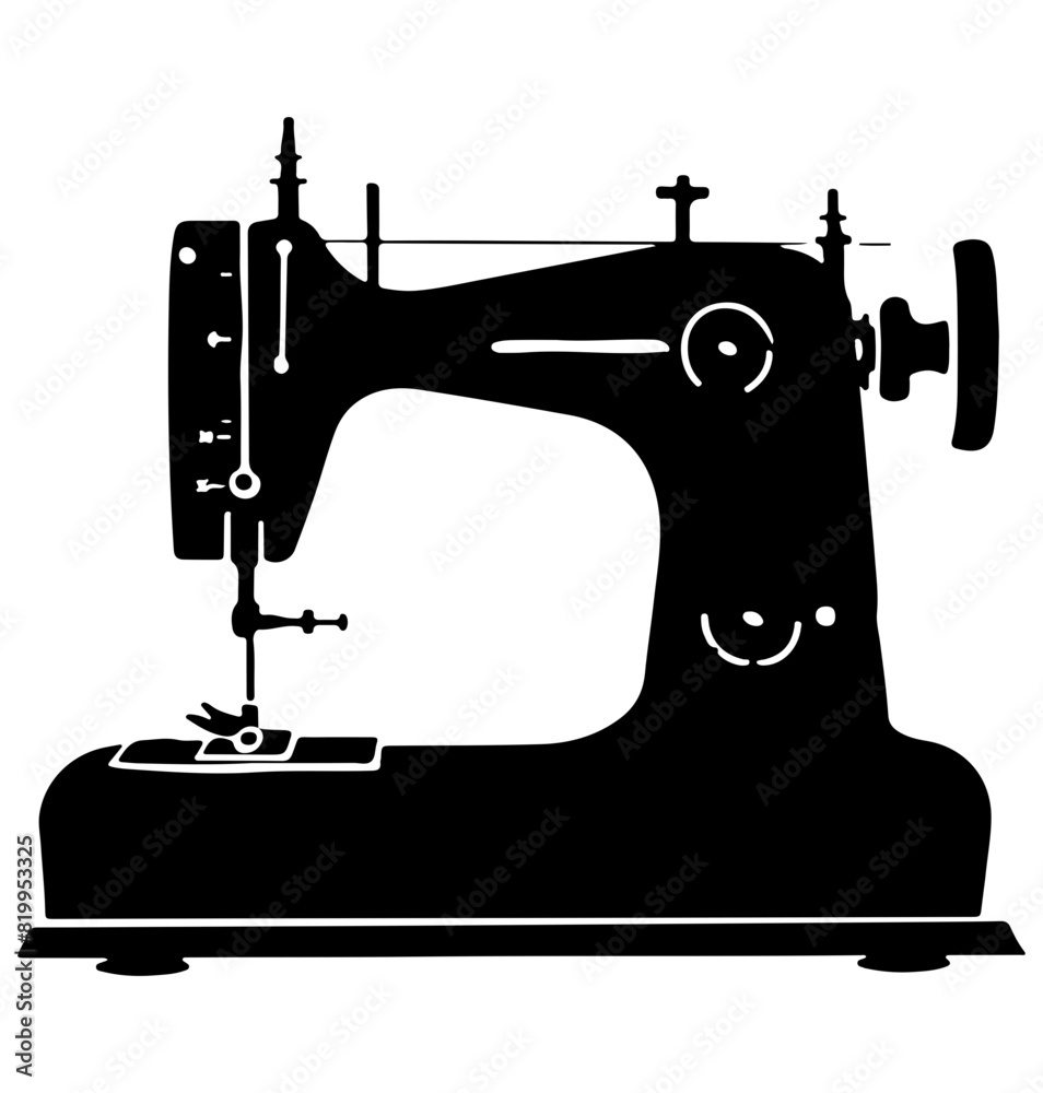 sewing machine silhouette, sewing machine icon vector illustration

