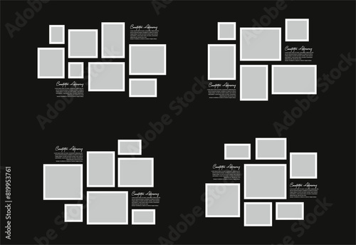 Set Pictures or photos frame collage abstract photo frames and digital photo wall template