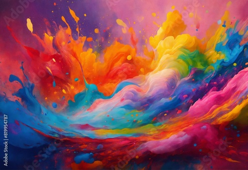 Abstract Colorful Splash 3d Background Generative Ai