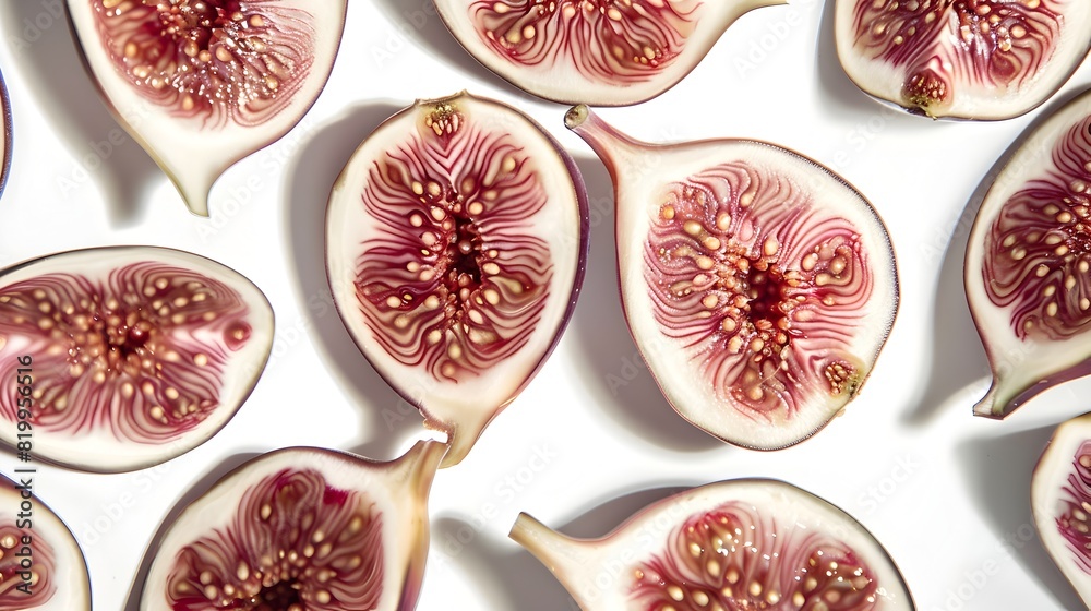 Natural Patterns Unveiled: Intricate Fig Halves Reveal Organic Design and Vibrant Hues Natural Patterns Unveiled: Intricate Fig Halves Reveal Organic Design and Vibrant Hues