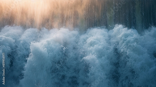 water spray and mist created by the hydroelectric dam’s outflow photo