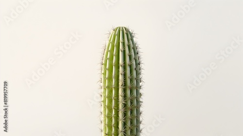 Minimalist Masterpiece: A Single Cactus Plant's Allure Against a Pristine Background