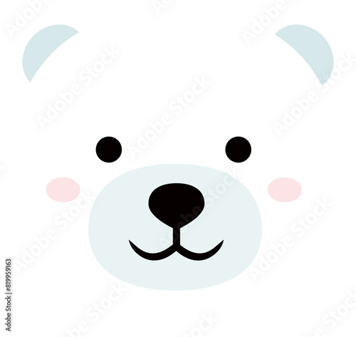 Cute polar bear head vector.