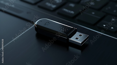 usb flash drive on black background photo