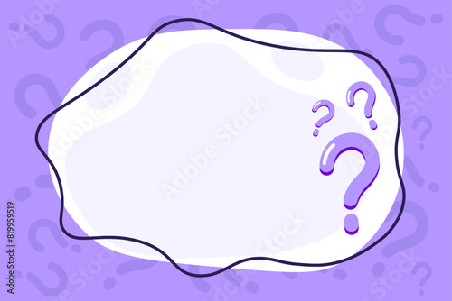 Question mark and bubble chat with copy space background. Purple quiz banner template.