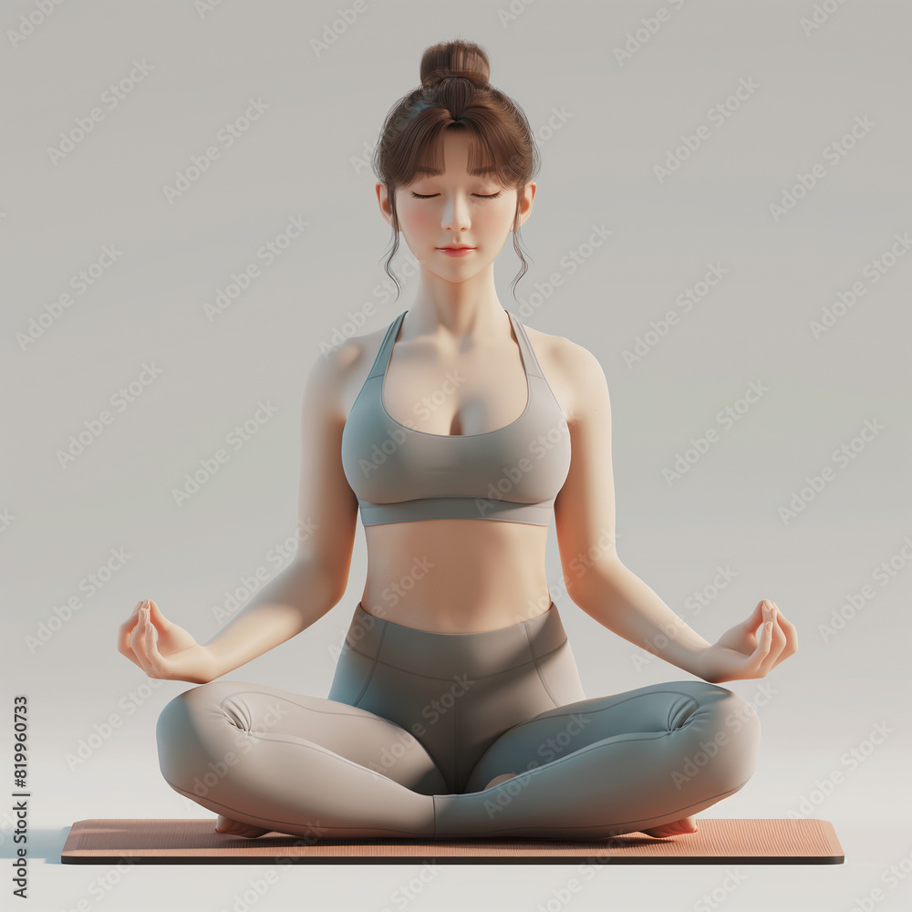 young lady sitting on a yoga mat having meditation young lady sitting on a yoga mat having meditation