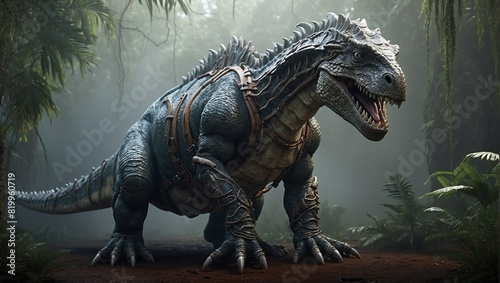 "Mystical Jungle Guardian: The Armored Iguanodon in 4K Fantasy Realism"