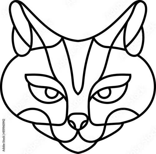 Minimal Line Art of Cat Face