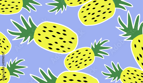 Cute pineapple fruits pattern background vector design