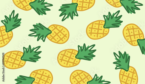 Cute pineapple fruits pattern background vector design