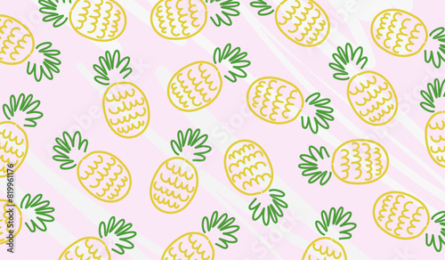 Cute pineapple fruits pattern background vector design