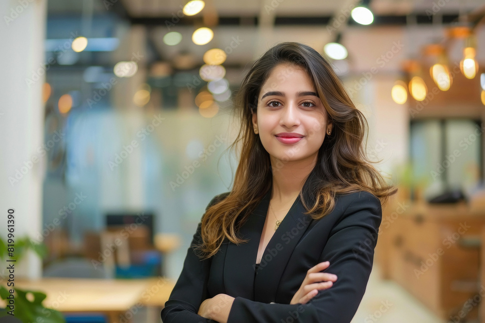 Fototapeta premium young indian businesswoman standing confidantly