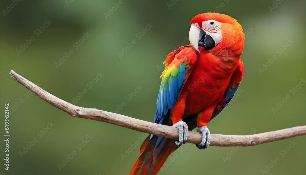 Obraz premium Close-up of Scarlet Macaw Bird on branch,Bird Photography 