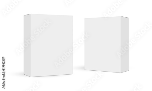 Two Paper Rectangular Packaging Boxes, Side View, Isolated On White Background. Vector Illustration