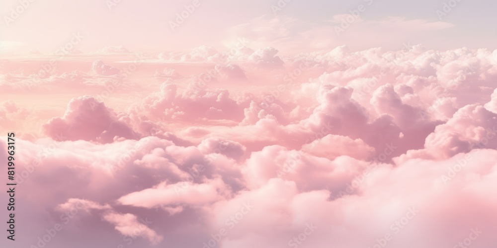 Obraz premium Romantic pink sky background. Clouds soft on sunset. Abstract background. Textured background, clouds, clouds, children's wallpaper. Prints, wallpapers, posters, cards. High quality photo