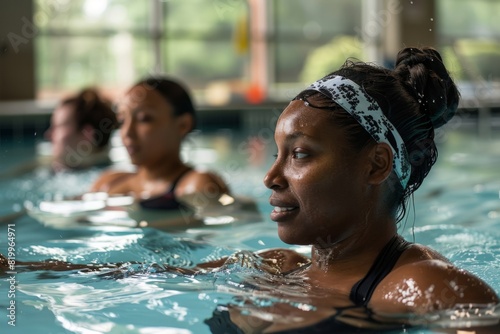 Group of women on aqua aerobics in swimming pool © Michael