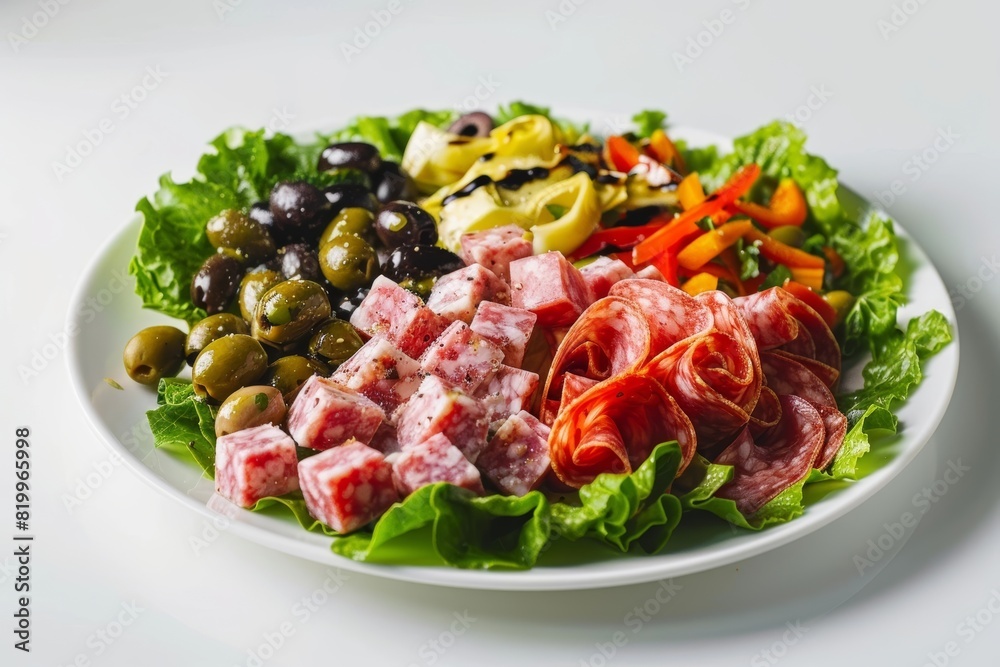 Succulent Antipasto Salad with Basil and Green Olives Succulent Antipasto Salad with Basil and Green Olives
