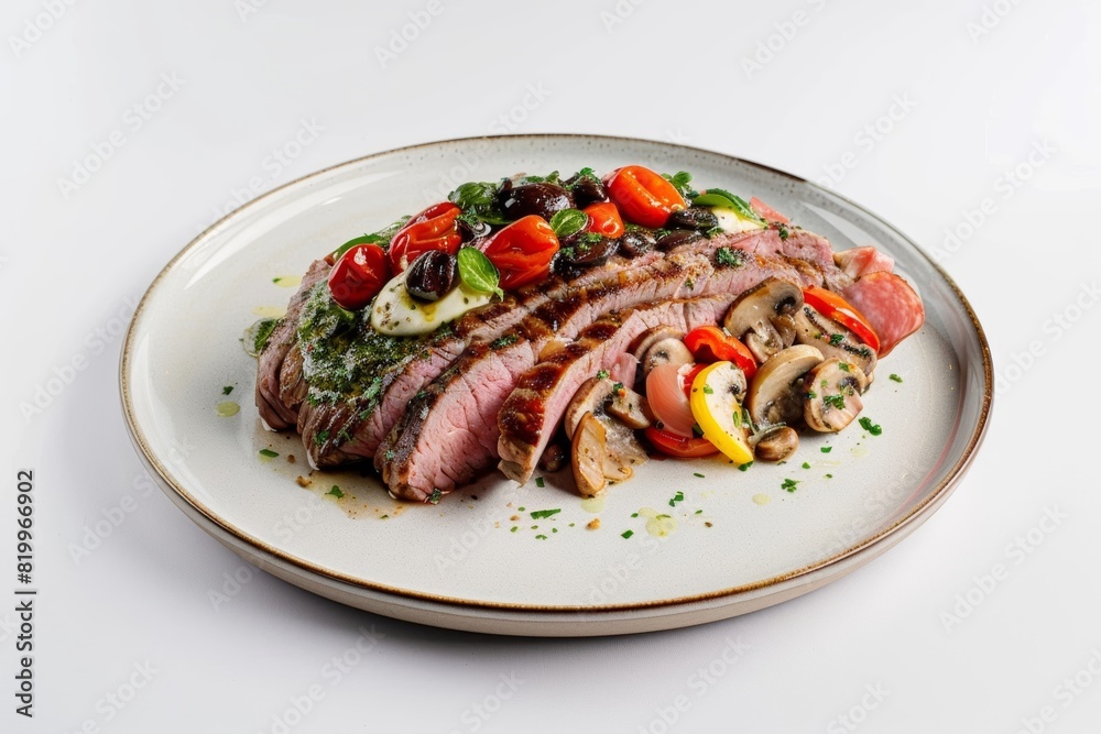 Delectable Stuffed Flank Steak with Marinated Mushrooms
