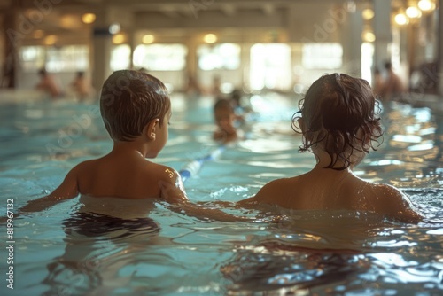 Children in the pool at swimming school