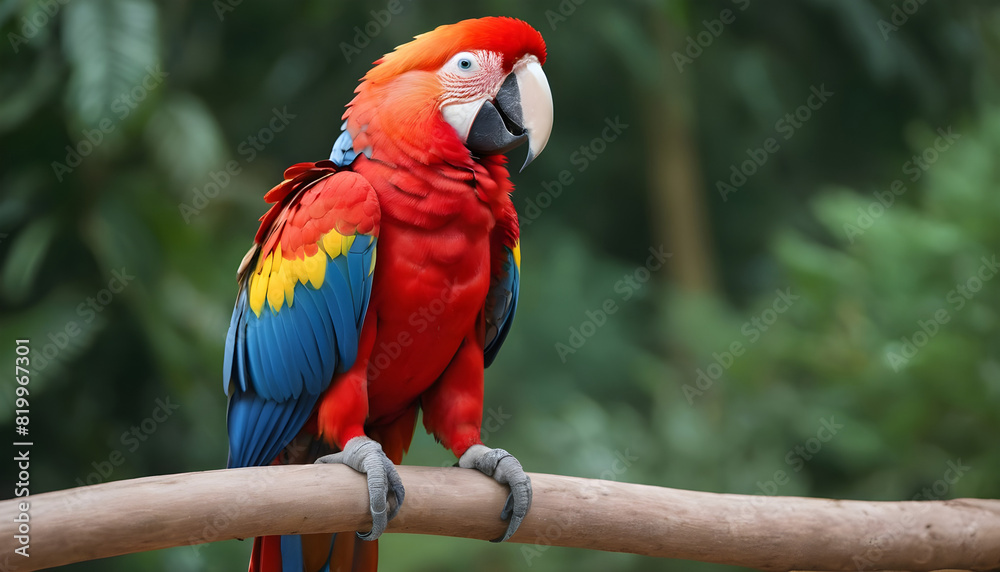 Obraz premium Close-up of Scarlet Macaw Bird on branch,Bird Photography 