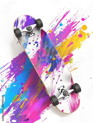 Skateboard with Colorful Pointers