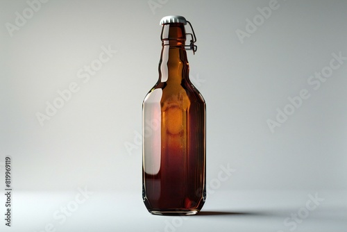 Coffee octagon beer bottle on white background stock photo 