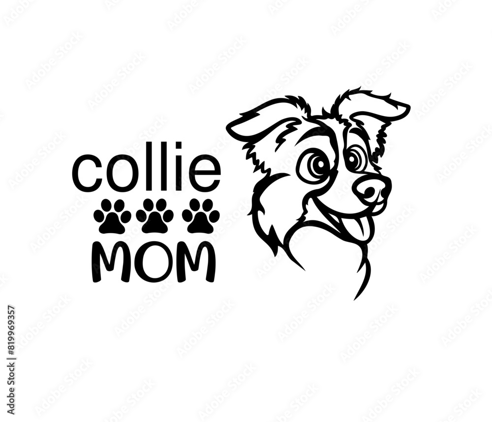 Border Collie vector design SVG, perfect cut file of a happy smiling dog with a tongue out Border Collie vector design SVG, perfect cut file of a happy smiling dog with a tongue out