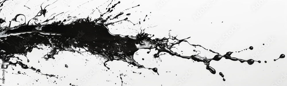Black and white paint splash on white background Black and white paint splash on white background