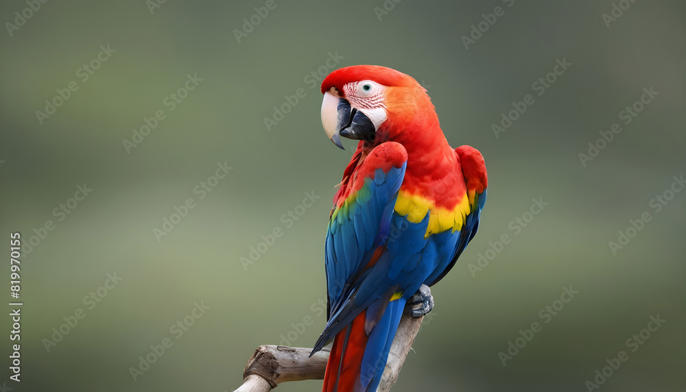 
Close-up of Scarlet Macaw Bird on branch,Bird Photography
