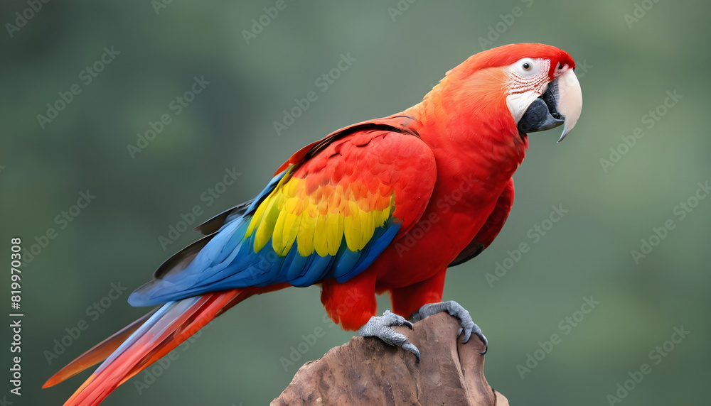 
Close-up of Scarlet Macaw Bird on branch,Bird Photography
