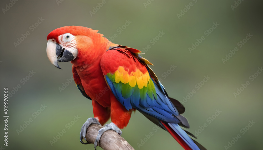 
Close-up of Scarlet Macaw Bird on branch,Bird Photography
