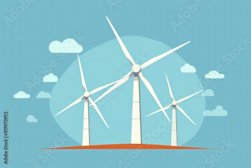 Wind Turbine Logotype. Wind Turbine icon. sticker. wind turbines 2d illustration. green energy concept, eco concept. ecology. wind energy 