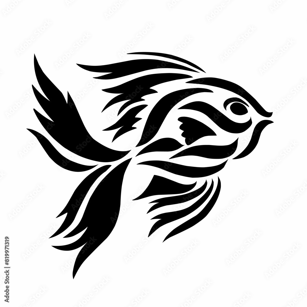 Fototapeta premium illustration vector graphics of tribal art design fish tattoo on a white background
