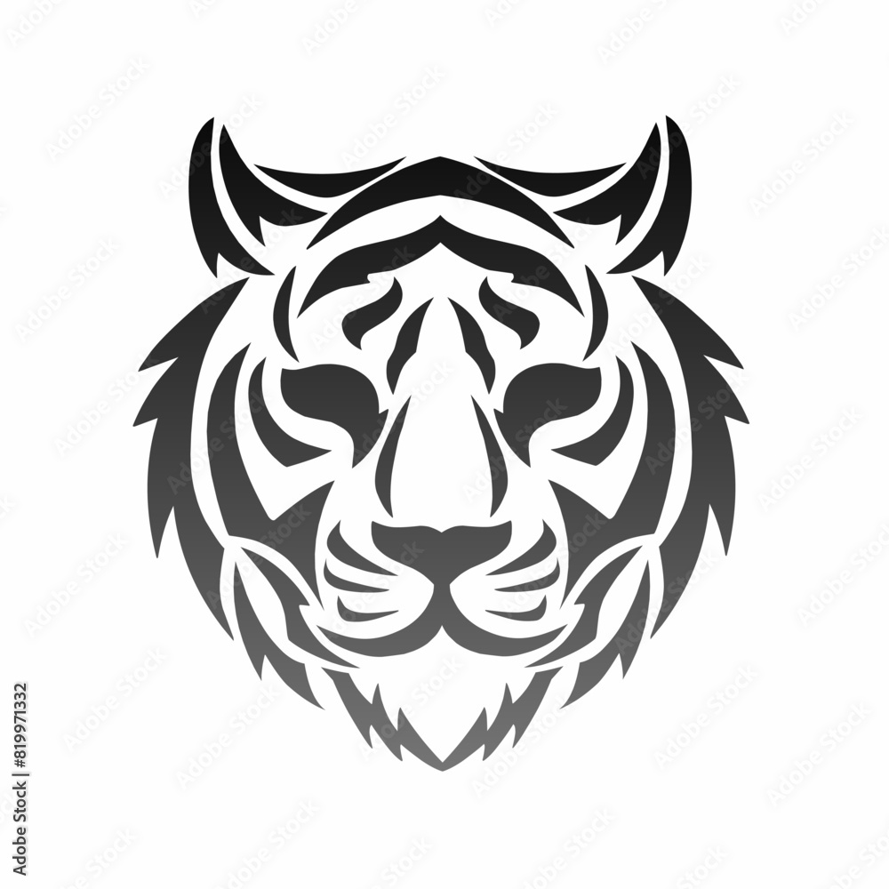 Obraz premium illustration vector graphics of tribal art tattoo face tiger design