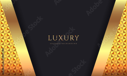 Luxury Elegant Abstract Deluxe Background With Geometrical shape black and golden tile pattern 