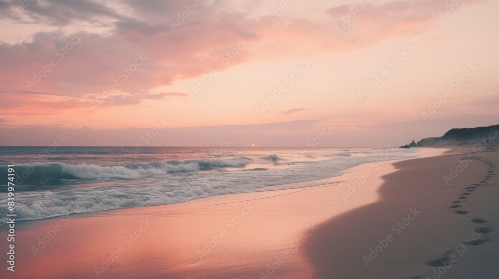 Beautiful sunrise beach. Exotic shore, waves on bright sand, sea horizon. Closeup, Mediterranean dream, sunset sky. Peaceful tranquil relax. Positive energy meditation. High quality photo Beautiful sunrise beach. Exotic shore, waves on bright sand, sea horizon. Closeup, Mediterranean dream, sunset sky. Peaceful tranquil relax. Positive energy meditation. High quality photo