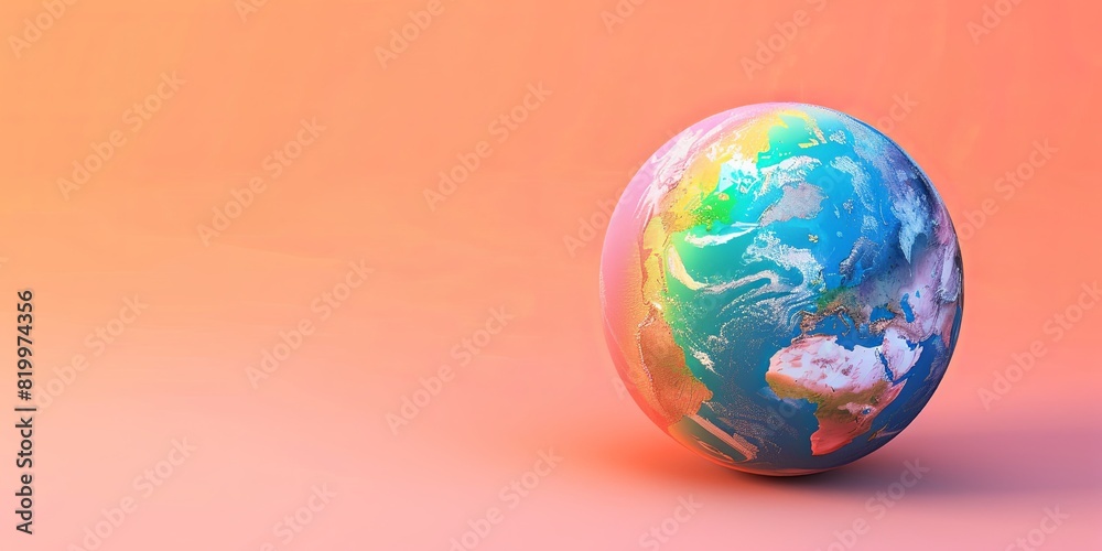 3D Earth with vibrant rainbow stripes. Simple and colorful design. 3D Earth with vibrant rainbow stripes. Simple and colorful design.