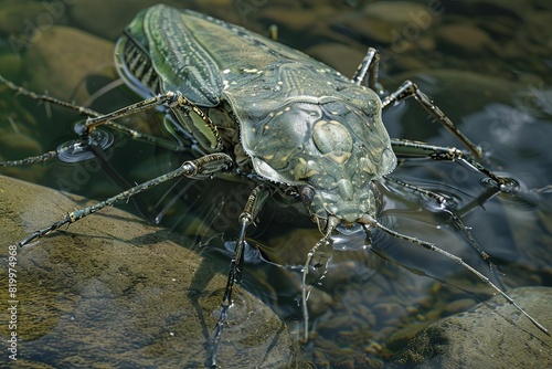 Create a realistic 3D rendering of a prehistoric water bug photo