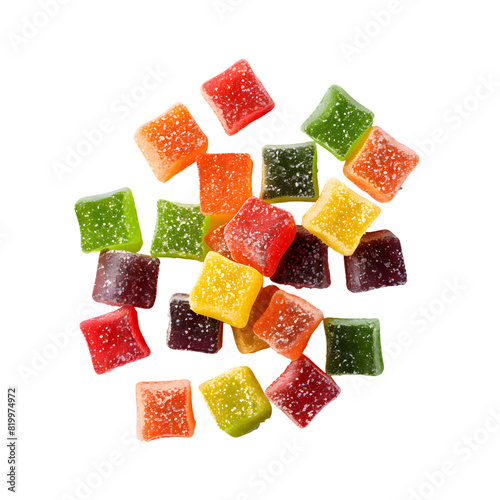 Colored jelly top view isolated on transparent background