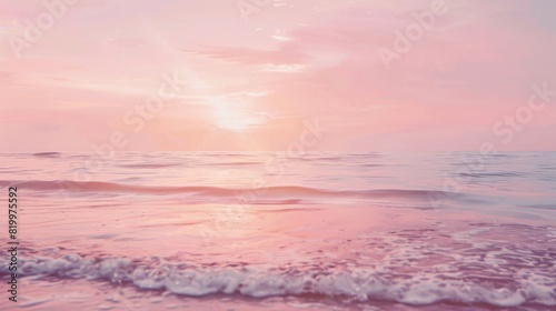 Beautiful sunrise beach. Exotic shore  waves on bright sand  sea horizon. Closeup  Mediterranean dream  sunset sky. Peaceful tranquil relax. Positive energy meditation. High quality photo