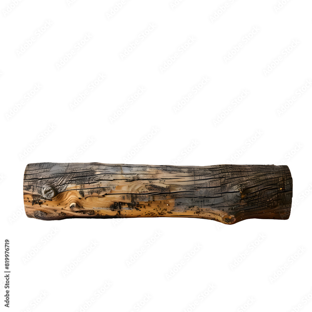  Horizontal wood log isolated on transparent background