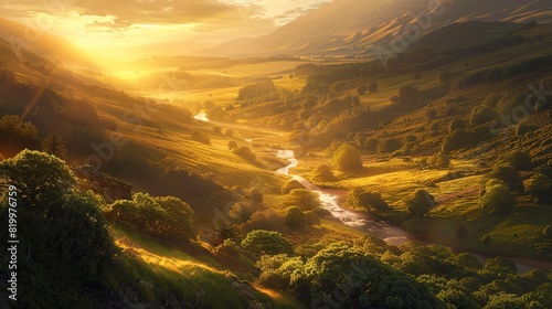 A sunset over a valley. 